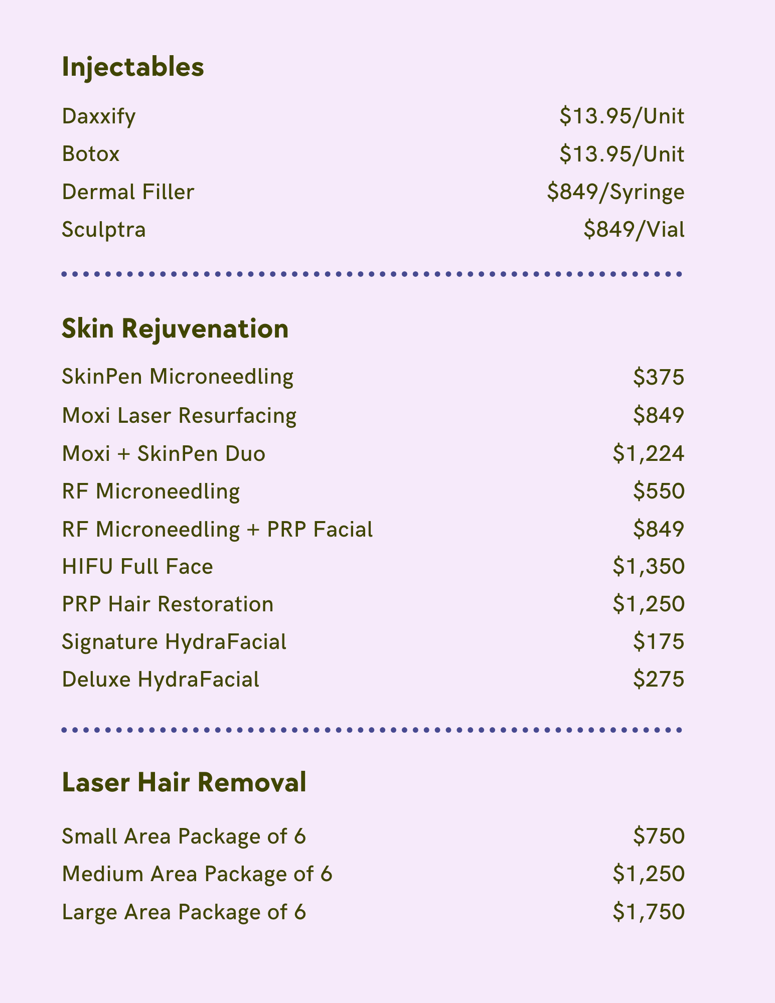 Services Menu